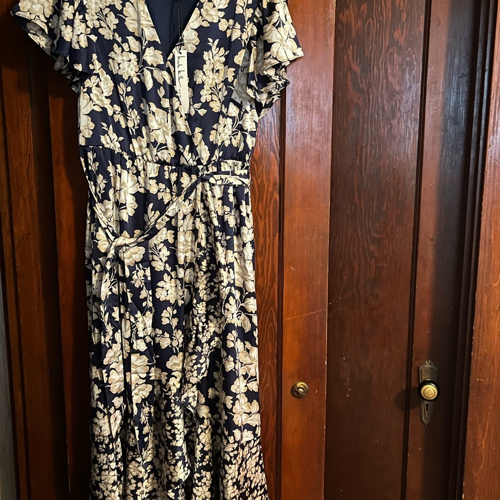 Nicole Miller Blue and Cream Maxi Dress